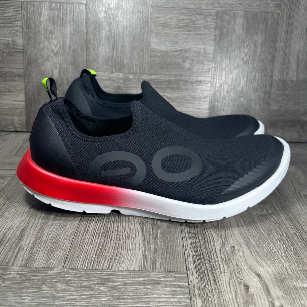 OOFOS OOmg Sport Low Recovery Shoes Men 11 Black Red Slip On NEW